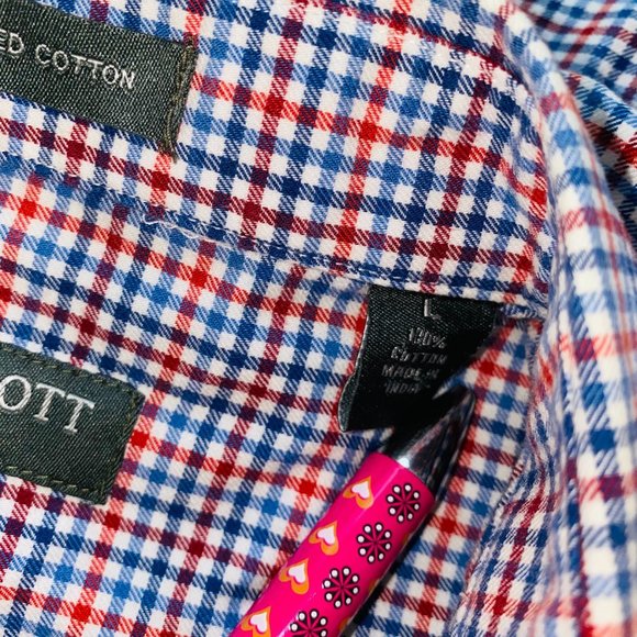 Lyle & Scott Scotland Dress Shirt Red Blue Plaid Striped - Picture 12 of 12